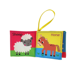 بازی آموزشی انتشارات ماه کوچولو مدل کتاب پارچه ای حیوانات اهلی و صفحات خش خشی