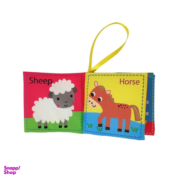 بازی آموزشی انتشارات ماه کوچولو مدل کتاب پارچه ای حیوانات اهلی و صفحات خش خشی