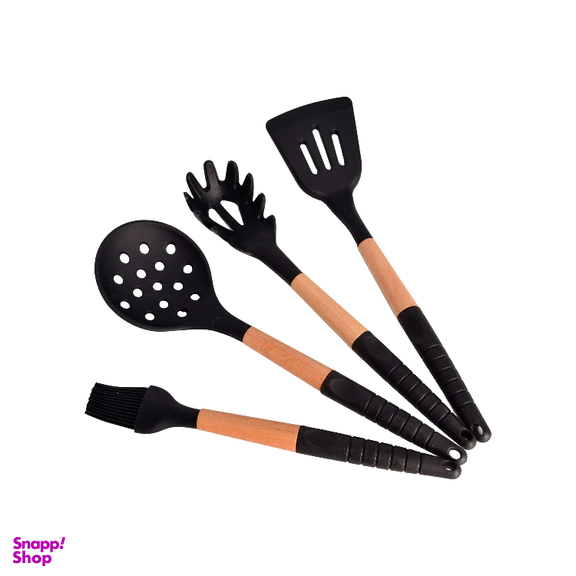 ست کفگیر و ملاقه شنگیا کد 002 مدل دسته چوبی