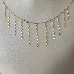 گردنبند طلا 18 عیار زنانه مدل استارز شرابه ای