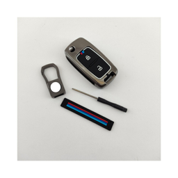 کاور سوئیچ خودرو کالانیکس مدل COV-PARS-10398 طرح فلزی به همراه جاسوئیچی مناسب پژو پارس