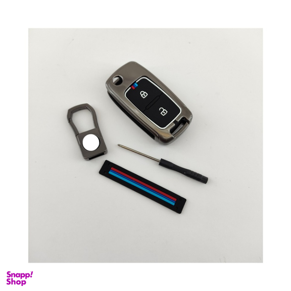 کاور سوئیچ خودرو کالانیکس مدل COV-PARS-10398 طرح فلزی به همراه جاسوئیچی مناسب پژو پارس