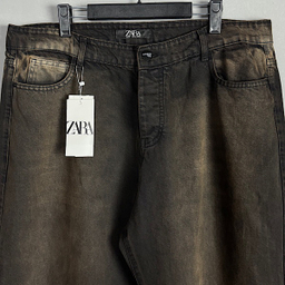 شلوار بگ سایز بزرگ طرح ZARA کد 3287 رنگ زغالی قهوه ای