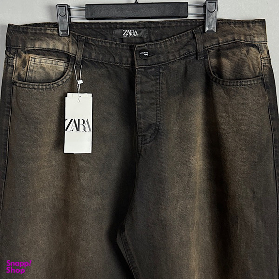 شلوار بگ سایز بزرگ طرح ZARA کد 3287 رنگ زغالی قهوه ای