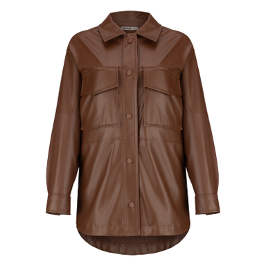 کت چرم زنانه سرژه مدل 232129 رنگ قهوه ای