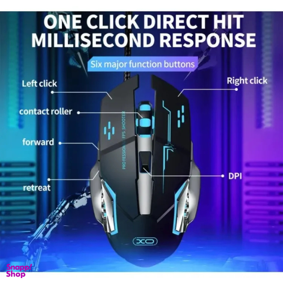 ماوس باسیم مکانیکی مخصوص بازی ایکس او مدل XO-M10