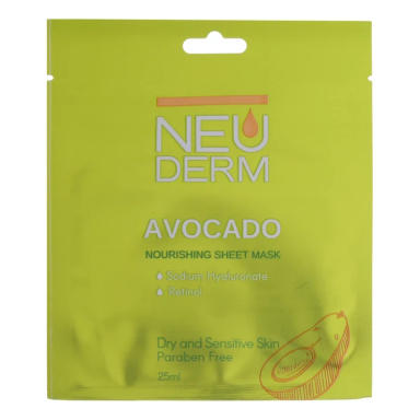 ماسک ورقه ای صورت نئودرم مدل Avocado حجم 25 میلی لیتر