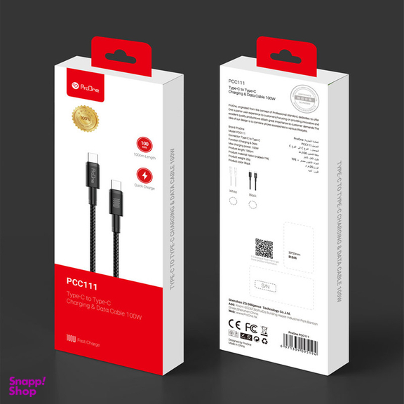 کابل تبدیل USB-C پرووان مدل PCC111 100W PD طول 1متر