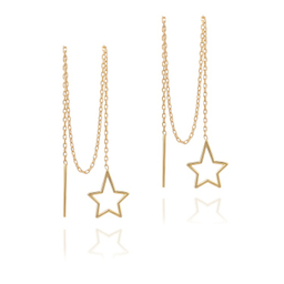 گوشواره طلا 18 عیار زنانه داریم طرح ستاره کشیده مدل بخیه