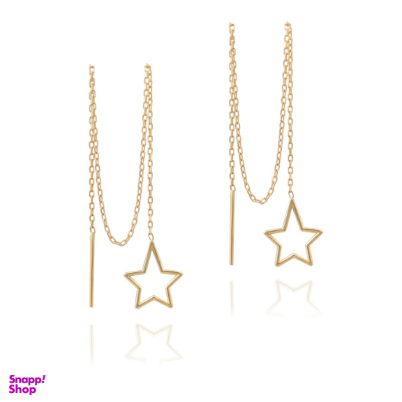 گوشواره طلا 18 عیار زنانه داریم طرح ستاره کشیده مدل بخیه