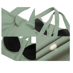 نیم تنه ورزشی زنانه مدل بند تنظیم شونده چسبی رنگ سبز روشن