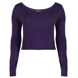 کراپ‌ تیشرت آستین بلند زنانه کانتکس مدل 249014503 رنگ بنفش