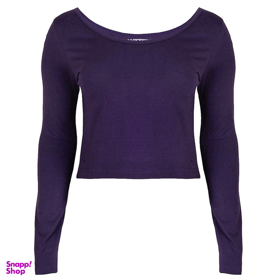 کراپ‌ تیشرت آستین بلند زنانه کانتکس مدل 249014503 رنگ بنفش