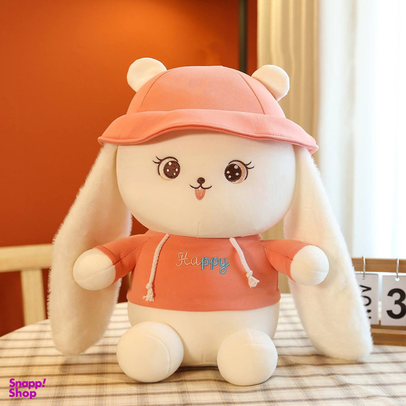 عروسک طرح خرگوش کلاهدار مدل گوش دراز کد JI110 ارتفاع 22 سانتی متر