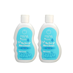 شامپو سر و بدن بچه مانا مدل پروتئین شیر روغن نارگیل حجم 400 میلی لیتر مجموعه 2 عددی
