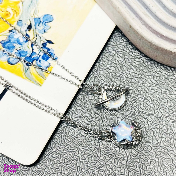 گردنبند مدل هولوگرامی ماه و ستاره کد 033 مجموعه 2 عددی