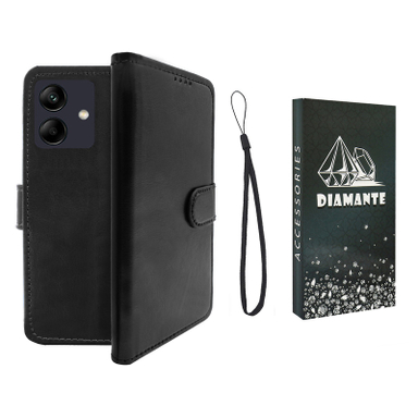 کیف کلاسوری دیامانته مدل Kiif_1 BK مناسب گوشی موبایل سامسونگ Galaxy A06 به همراه بند آویز