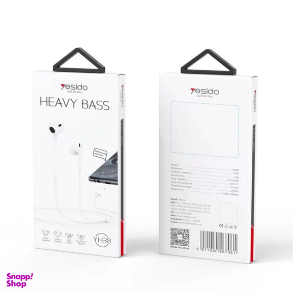 هندزفری باسیم یسیدو مدل YH38 Type-C طول 1.2 متر