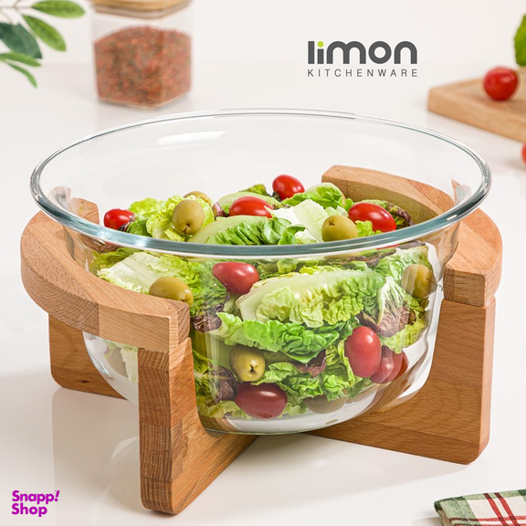 کاسه سرو لیمون مدل پایه چوبی ظرفیت 3 لیتر
