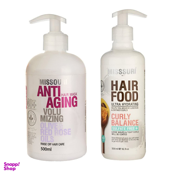 ماسک مو میسوری مدل Curly Balance مناسب موهای خشک حجم 500 میلی لیتر به همراه ماسک مو میسوری مدل زیتون و گل رز مناسب موهای خشک حجم 500 میلی لیتر