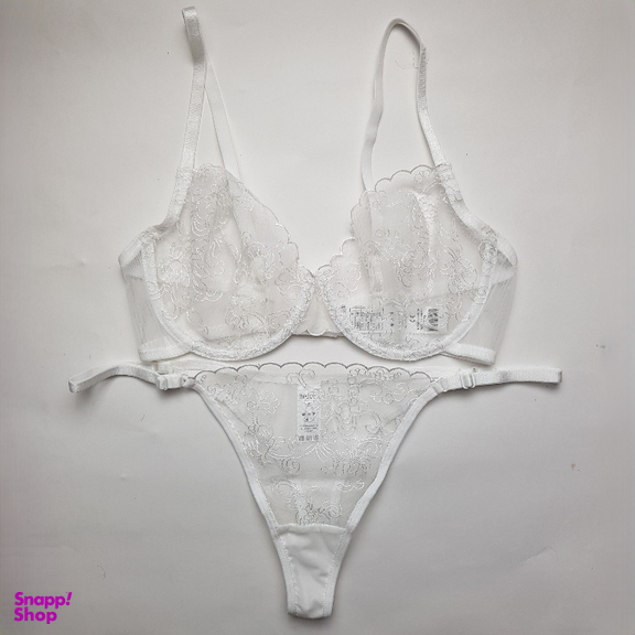 ست سوتین و شورت زنانه مدل توری کد 2020ozw رنگ سفید