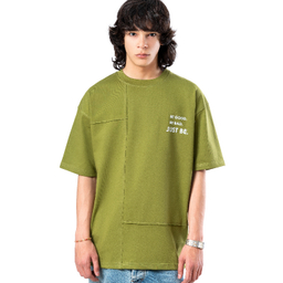 تیشرت زیگ مدل Just be رنگ سبز زیتونی