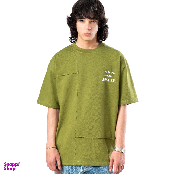 تیشرت زیگ مدل Just be رنگ سبز زیتونی