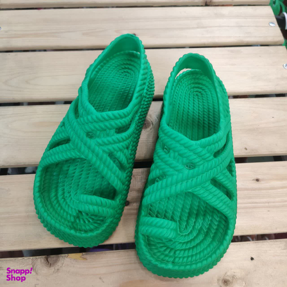 دمپایی دخترانه زیتون مدل ساحلی رنگ سبز