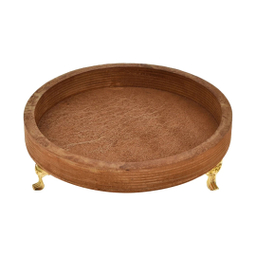 سینی چوبی مدل پایه دار طرح گرد مجموعه 5 عددی