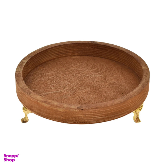 سینی چوبی مدل پایه دار طرح گرد مجموعه 5 عددی