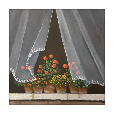 کاشی طرح پنجره و گلدان کد 0981640