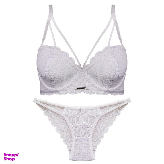 ست شورت و سوتین زنانه ماییلدا مدل فنردار گیپوری کد 4691-8585 رنگ سفید
