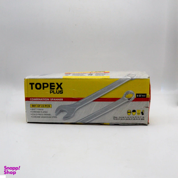 آچار یکسر تخت و یکسر رینگی تاپکس مدل YP-8-32MM مجموعه 22 عددی