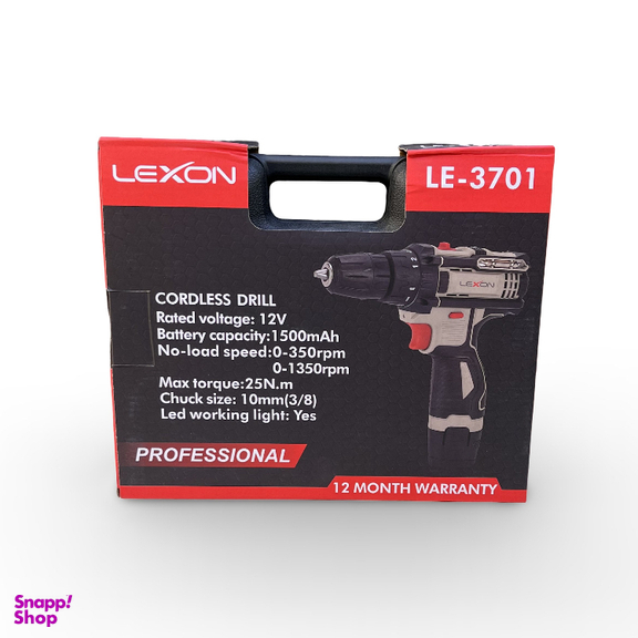 دریل پیچ گوشتی شارژی 2 باتری لکسون مدل 3701