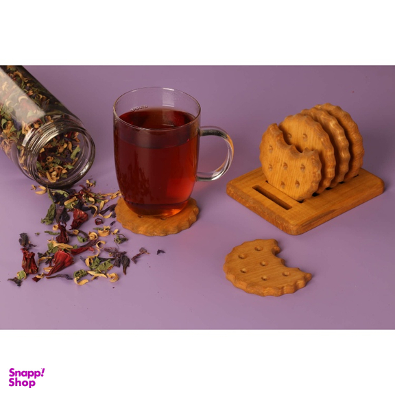 زیرلیوانی طرح بیسکوئیت دایره ای بسته 6 عددی