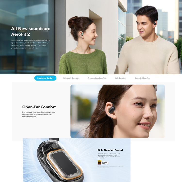 هدفون بی سیم انکر مدل Soundcore AeroFit 2