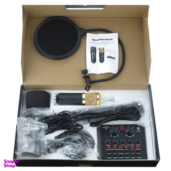 میکروفون کاندنسر و کارت صدا V8 مدل Dragon Sound Bm800