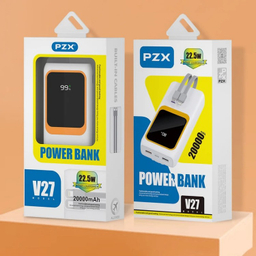پاوربانک پی زد ایکس مدل V27 Fast Charging 22.5W Cabled ظرفیت 20000 میلی آمپر ساعت