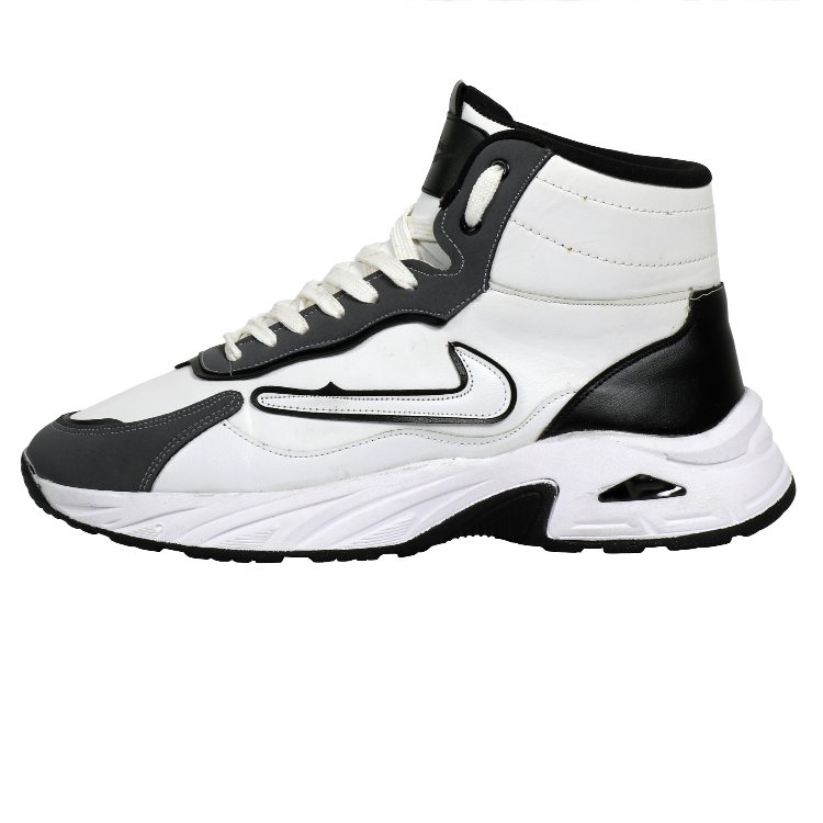 نیم بوت مردانه مدل km2004 رنگ سفید مشکی