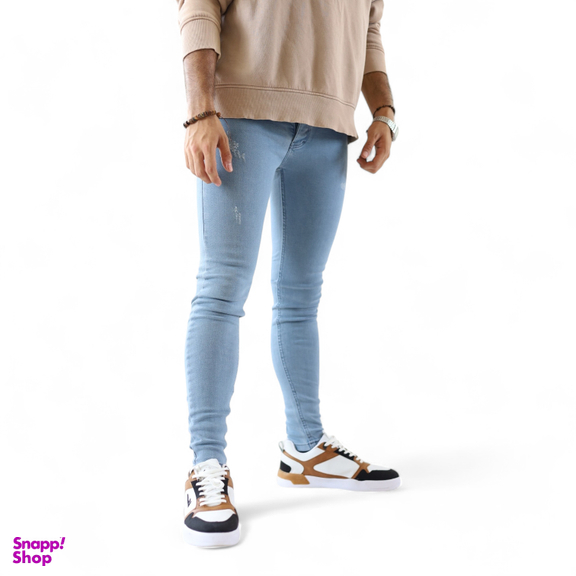 شلوار جین مردانه اسکینی کد 251190 رنگ آبی یخی