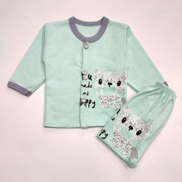 ست شومیز و شلوار نوزادی مدل خرس برفی کد 3700 رنگ سبز