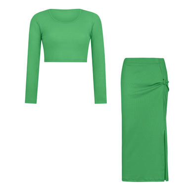 ست کراپ و دامن زنانه ناتوسا مدل NT820-11 رنگ سبز