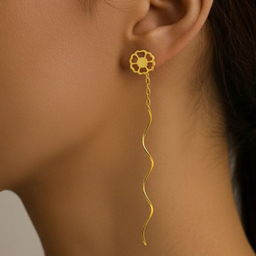 گوشواره بخیه ای طلا 18 عیار زنانه زرلاین مدل گل کد E-500037