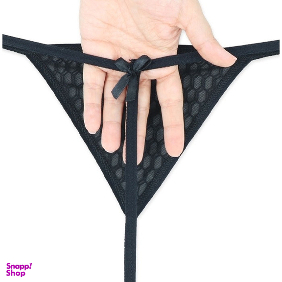 ست دو شورت و سوتین هارنس دار ژوبین طرح لونه زنبوری رنگ مشکی