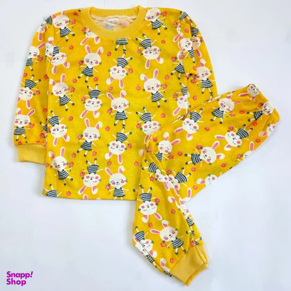 ست تیشرت آستین بلند و شلوار راحتی نوزادی مدل خرگوش کد 4153 رنگ زرد
