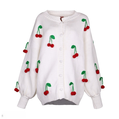 ژاکت زنانه گره استایل مدل cherry رنگ سفید
