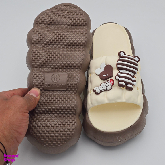 دمپایی زنانه زیتون مدل سارا 421700 رنگ کرم قهوه ای