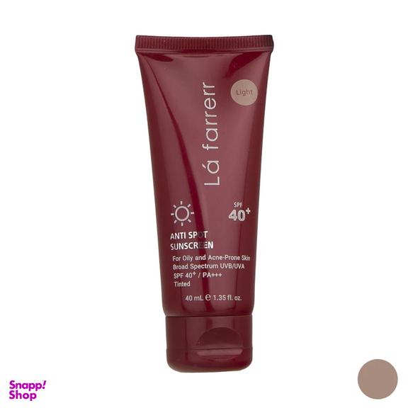 کرم ضدآفتاب و ضدلک رنگی لافارر مدل SPF40-Light مناسب پوست های چرب و مختلط حجم 40 میلی لیتر