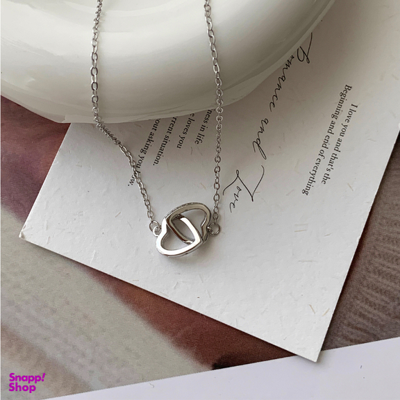 گردنبند نقره زنانه مدل دو قلب کد N2152