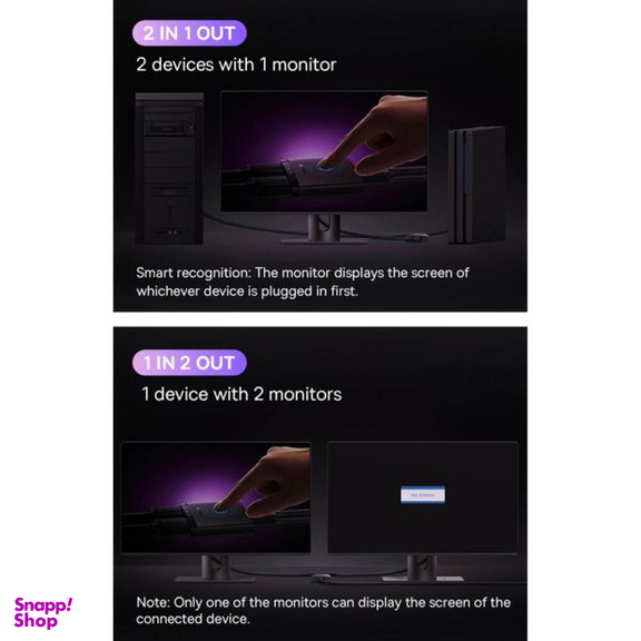 سوئیچ 1 پورت به 2 پورت HDMI باسئوس مدل AIRJOY